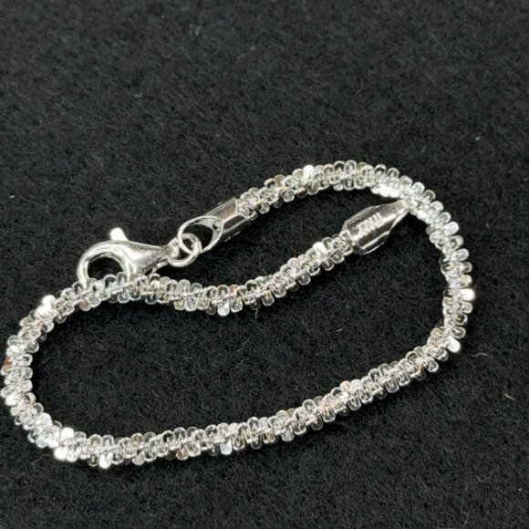 Italian Sterling Silver Bracelet Twisted Textured 7.2g Lobster Closure 6-3/4" - Picture 3 of 8